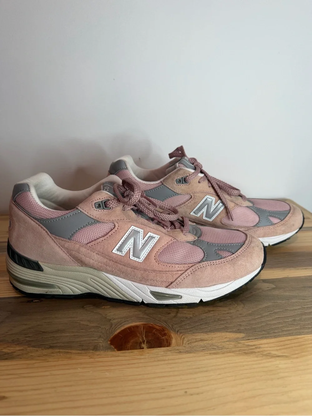 New Balance Women's Pink & Gray Tan Suede Mesh Sneakers